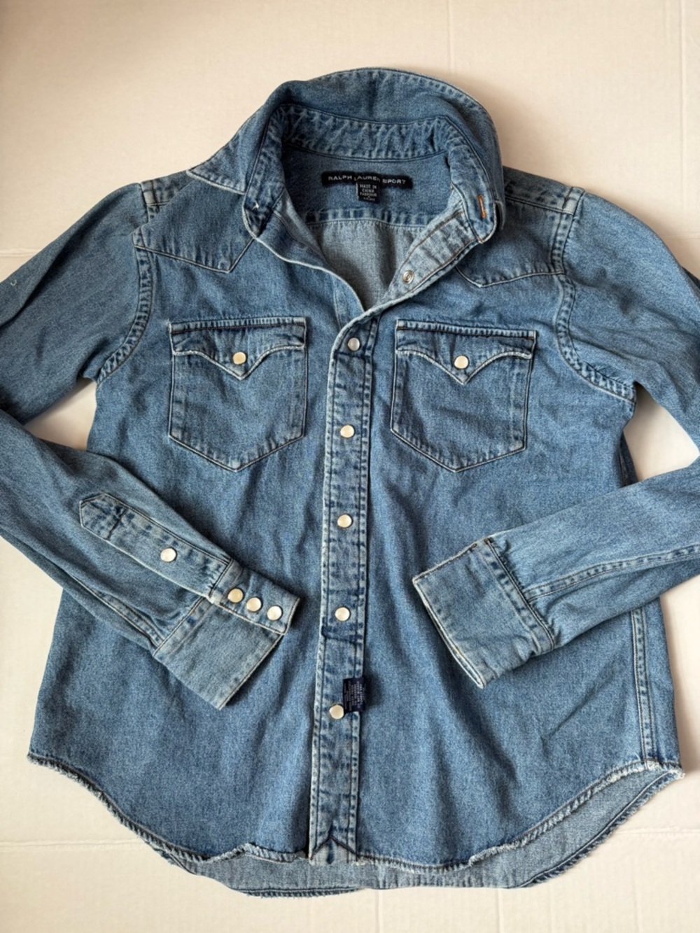 Ralph Lauren Sport Denim Snap-Front Button Shirt in Light Blue